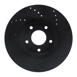 Infiniti Q45 Brake Rotor (1) - Front Left - R1 Concepts - Drilled & Slotted - Black - `97-`01